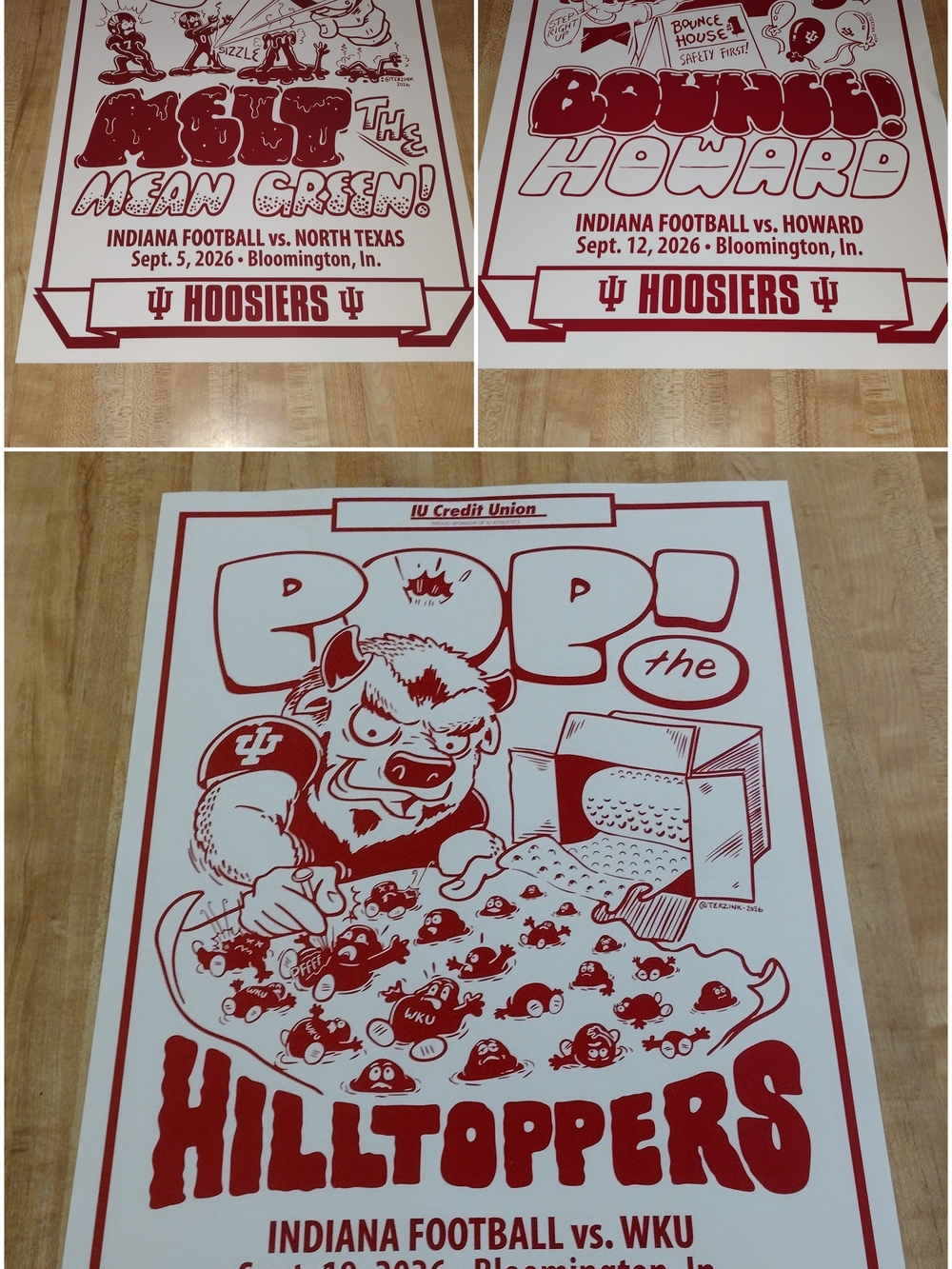 Indiana IU Football 2026 Posters First 3 Games of the Year Ship Flat Not Rolled
